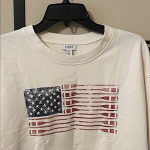 J. Crew Cream sweatshirt with Distressed Flag Design